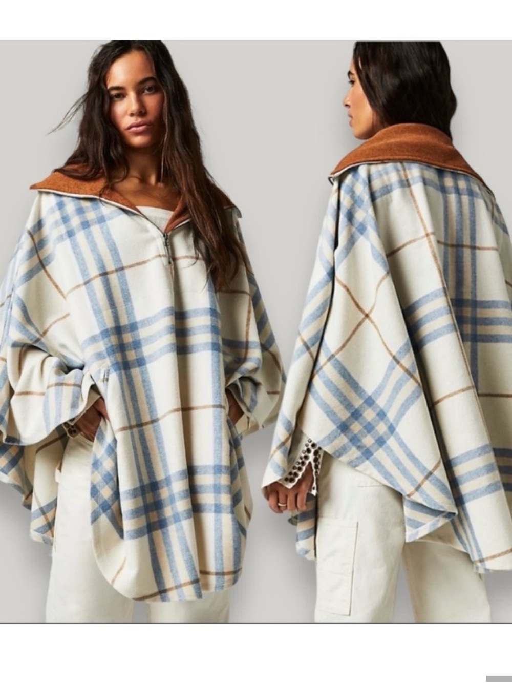 Free People Woodstock Plaid Poncho
Color Oat Combo Size One Size Length 35
